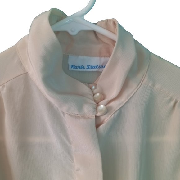 Paris Station Vintage Ecru Button Down Blouse M/L - Picture 1 of 3